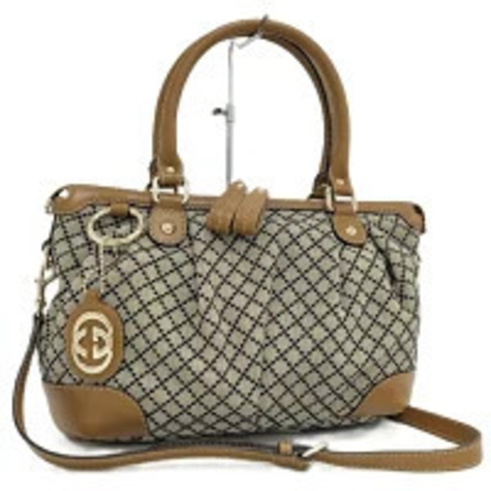 Gucci shoulder bag Diamante canvas leather Beige Cream brown